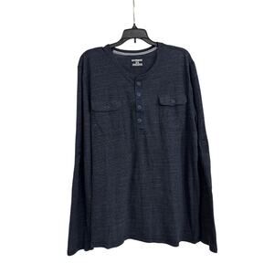 Express Navy Blue Long Sleeve Henley Adjustable Sleeve Shirt Size Men's XL
